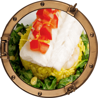 Kabeljau mit Tomaten-Gremolata auf Blattspinat