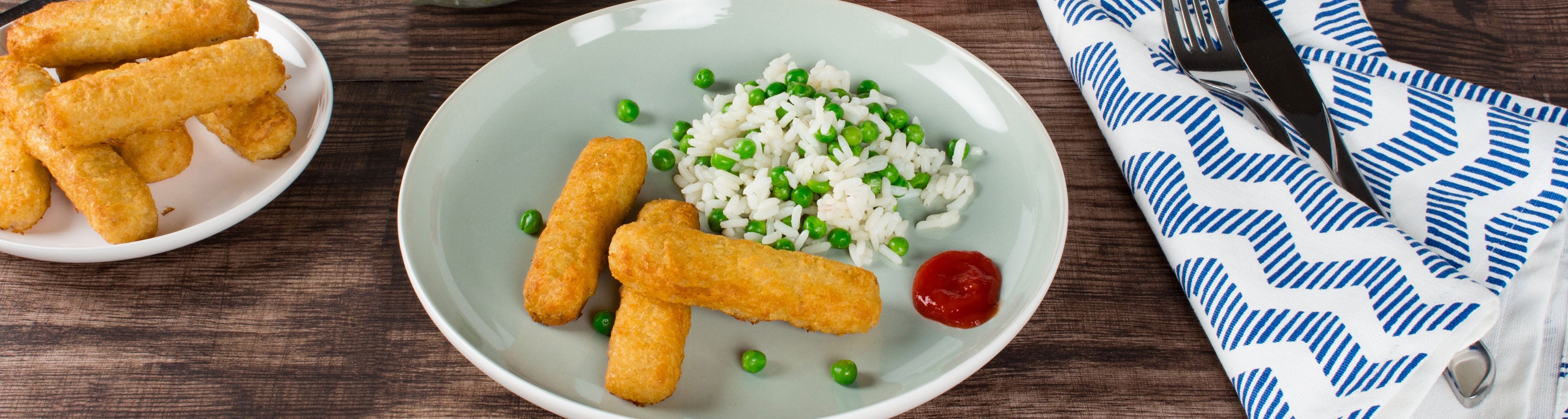 Iglo Backfisch-Stäbchen mit Erbsenreis