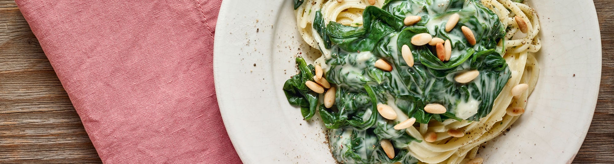 Foodshot Rahm-Blattspinat Pasta 