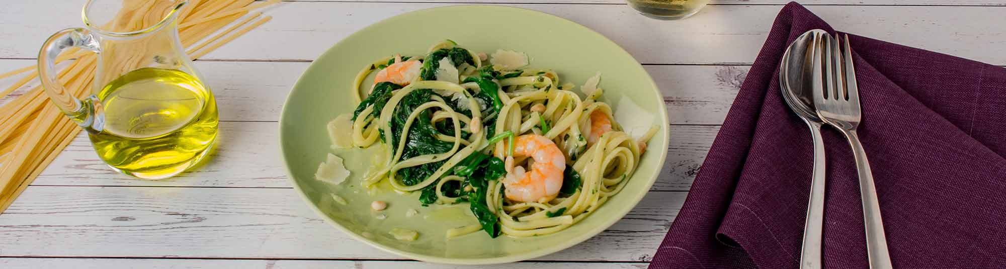 Iglo Linguine mit Spinat und Garnelen